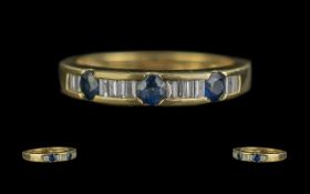 18ct Gold Sapphire & Diamond Half Eterni