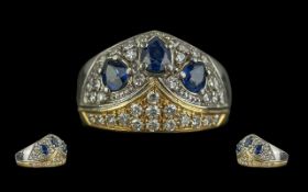 Diamond & Sapphire Dress Ring, fully hal