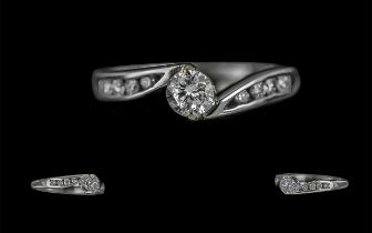 18ct White Gold Diamond Solitaire Twist