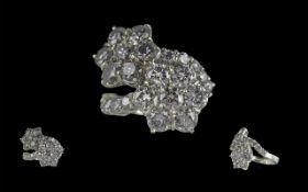 Ladies - 18ct White Gold Double Cluster
