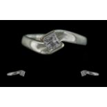 Ladies - Good Quality 18ct White Gold Single Stone Diamond Set Ring, Full Hallmark 750 to Shank. The