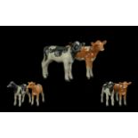 Beswick - Hand Painted Pair of Farm Animal Figures - Two Calf's. Comprises 1/ Guernsey Calf, Model