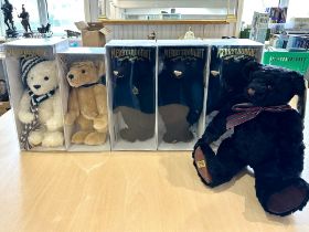 Collection of Merrythought Teddy Bears, including three 75th Diamond Anniversary Black Bears, with