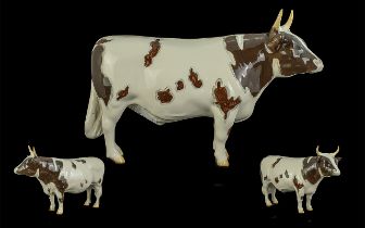 Beswick - Hand Painted Farm Animal Figure ' Ayrshire Bull ' Second Version. CH ' Whitehill Mandate '