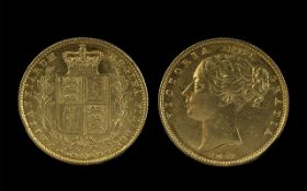 Queen Victoria 22ct Gold Young Head - Shield Back Full Sovereign, date 1852, bag-marks - nicks -