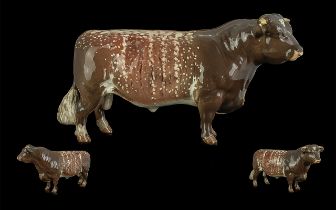 Beswick Hand Painted Farm Animal Figure ' Dairy Shorthorn Bull ' CH - Gwersylt Lord Oxford 74th.