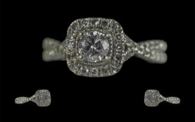 Ladies 9ct White Gold Diamond Set Dress Ring. Full Hallmark to Shank. The Diamonds of Good