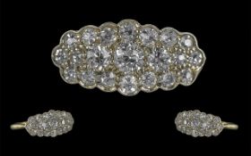 Antique Period - Attractive 18ct Gold 3 Row Diamond Set Ring, Marked 18ct to Shank. The Pave Set Old