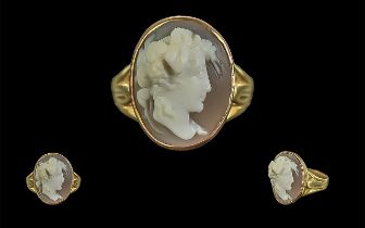 Antique Period - Pleasing Quality 22ct Gold Cameo Set Dress Ring. Full Hallmark for Birmingham