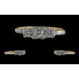 18ct Gold and Platinum 3 Stone Diamond Set Ring, Fully Hallmarked to Shank. The 3 Round Brilliant