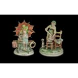 Two Capo di Monte Figure Groups, comprising Capricci Sculpture by Tiziano Galli, depicting a