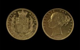 Queen Victoria 22ct Gold Young Head - Shield Back Full Sovereign, date 1863; light surface marks,