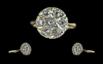 Antique Period - Pleasing 18ct Gold Pave Diamond Set Dress Ring.