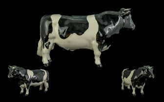 Beswick Hand Painted Farm Animal Figure ' Connoisser Cattle ' Friesian Bull. CH Coddington Hilt Bar.