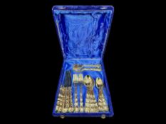 Gold Tone Cutlery, setting for eight persons, decorative set ideal for the Christmas table,