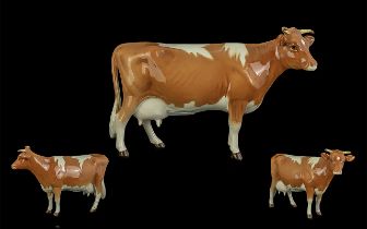 Beswick - Hand Painted Farm Animal Figure ' Guernsey Cow ' First Version. Model No 1248A. Designer