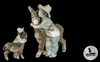 Lladro - Hand Painted Porcelain Figure Group ' Platero and Marcella ' Model No 1181. Issued 1971 -