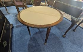 Small Mahogany Demi Lune Card Table, mid Century, fold over top, square tapered legs. Height 29''
