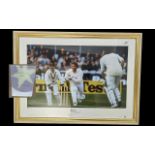 Framed Signed Print of Ian Botham, mounted, framed and glazed. Measures 18'' x 25'' overall.