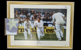 Framed Signed Print of Ian Botham, mounted, framed and glazed. Measures 18'' x 25'' overall.