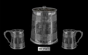 Edwardian Period Sterling Silver Tankard of Solid and Pleasing Proportions, With Reeded Decoration