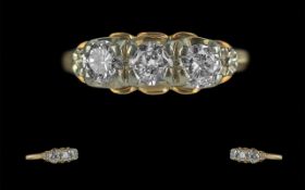 14ct Gold Pleasing Quality Three Stone Diamond Set Ring, marked 14ct to shank, the three well