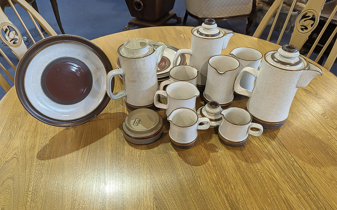 Large Quantity of Assorted Denby Tableware, 'Potters Wheel' Pattern, complete collection of plates