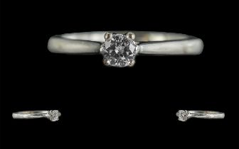 Ladies 18ct White Gold Single Stone Diamond Set Ring. Full Hallmark to Interior of Shank. The
