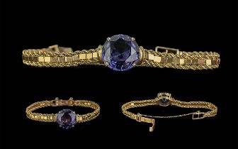 Egyptian - Excellent Mid 20th Century 18ct Gold Alexandrite Set Bracelet, Egyptian Hallmarks for
