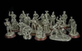 Box of English Miniatures Fine Art Sculpture Figures, depicting blacksmiths, musicians, scholars,