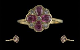 Antique Period Attractive and Pleasingly Designed Ladies Petite 9ct Gold Diamond and Amethyst Set