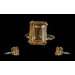 Ladies 9ct Gold Large Citrine Set Dress Ring. Makers Mark With Full Hallmark to Shank. Est Citrine