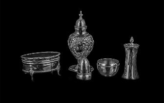 Small Collection of Assorted Sterling Silver Pieces, comprising pepper pots, a lidded trinket