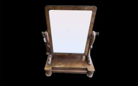 Dressing Table Mirror, swivel, small hidden drawer beneath, raised on base with ball feet.