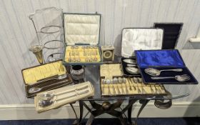 Large Amount of Silver Plated Ware and Cased Knifes, Forks etc, Cased Sets Etc, Large Servers etc. (