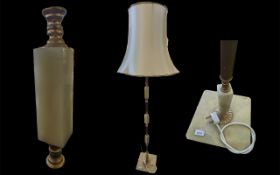 Standard Lamp circa 1960's, with an onyx and brass decorative base and fitted cream silk shade,
