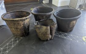 Three Georgian Pig Skin Mill Buckets, each measures approx. 15'' high.