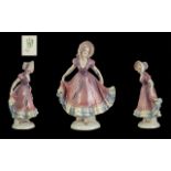 Hertwig & Co Katzhutte Hand Painted Porcelain Figure ' Lady at the Dance ' c.1930's. Katzhutte