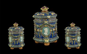 Minton 19th Century Hand Painted Sir Walter Raleigh Tobacco Lidded Jar. c.1860's. Excellent Colours,