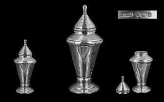 Art Deco Conical Shaped Sterling Silver Sugar Sifter of Pleasing Form / Design. By John Dixon and