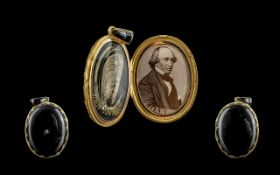 Superb Quality 19th Century 18ct Gold and Black Enamel Large and Impressive - Mourning Double Locket