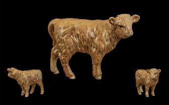 Beswick Hand Painted Farm Animal Figure ' Highland Calf ' Model No 1827. Designer A. Gredington.