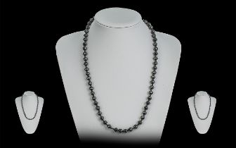 Edwardian Period 1902 - 1910 Excellent Quality Whitby Jet Necklace, With Impressive 18ct Gold 3