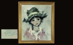 A Collection Of Pictures (3) In Total - Koros ( Dutch - Born 1930 ) Girl In Green Hat - Charming