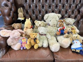 Box of Collectible Quality Teddy Bears & Soft Toys, including a Lindt bunny 12'' tall, Eton Bunny