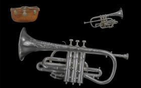 Hawks & Son Silver Plated Cornet ' The Clipper tone Excelsior ' Sonorous Class, A No 41984. With