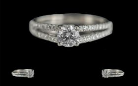 Ladies 18ct White Gold Contemporary Design Diamond Set Dress Ring, full hallmark to shank, the