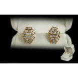 18ct Gold - Pleasing and Good Quality Pair of Diamond Set Earrings. Marked 750 - 18ct. Pleasing Form