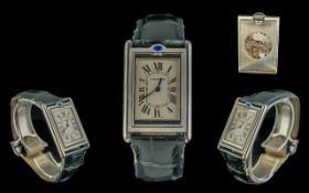 Cartier Tank Basculante Mecanique 2390 Gents Stainless Steel - 21 Jewels Manual Wind Wrist Watch,