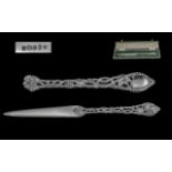 Queen Elizabeth II Superb Boxed Sterling Silver Paper Opener Knife. The Handle Decorated In
